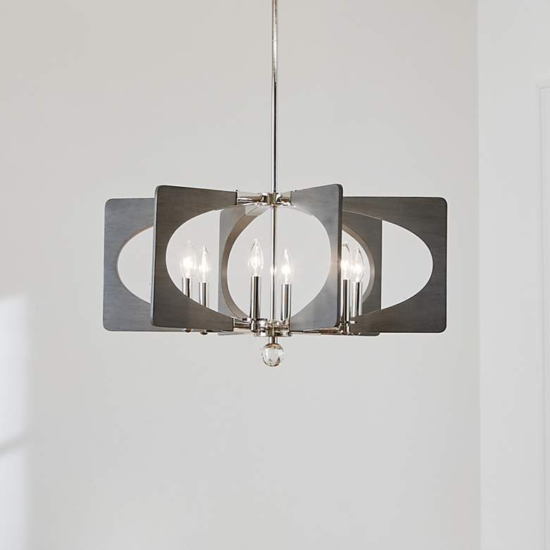 Image 1 Alscar 6-Light Polished Nickel W/Driftwood Grey Transitional Chandelier