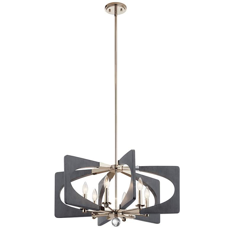 Image 3 Alscar 6-Light Polished Nickel W/Driftwood Grey Transitional Chandelier more views