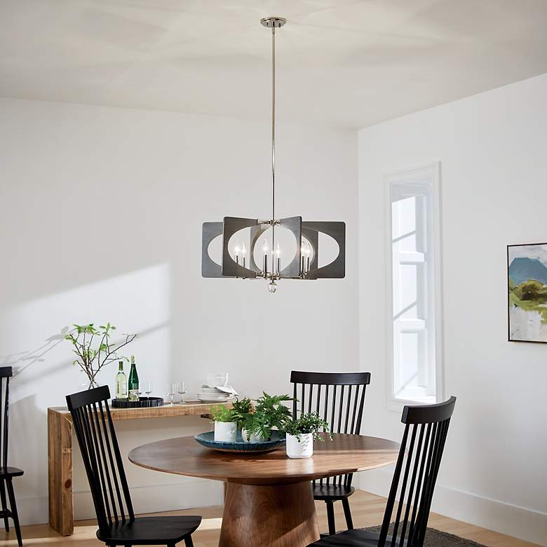 Image 7 Alscar 6-Light Polished Nickel W/Driftwood Grey Transitional Chandelier more views