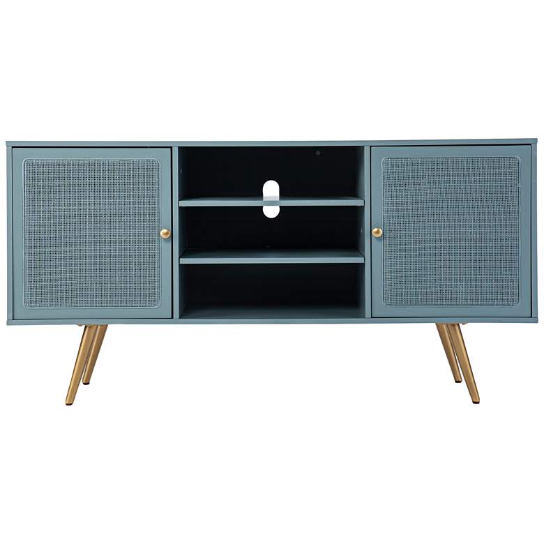 Image 3 Alsterson 58" Wide Green Wood 2-Door 3-Shelf Media Stand more views