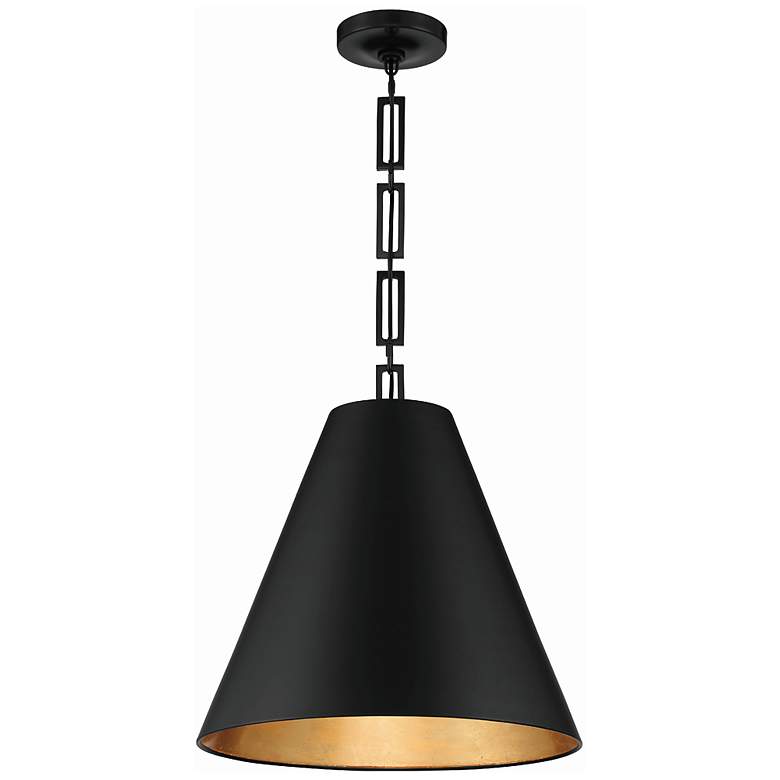 Image 2 Alston 3 Light Matte Black + Antique Gold Chandelier