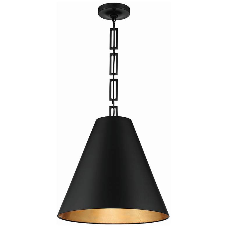 Image 1 Alston 3 Light Matte Black + Antique Gold Chandelier