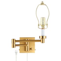 Alta Square Antique Brass Swing Arm Plug-In Wall Lamp
