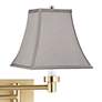 2_Alta Warm Gold Plug-In Swing Arm Wall Lamp w/ Pewter Gray Square Shade more views