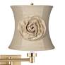 2_Alta Warm Gold Plug-In Swing Arm Wall Lamp with Almond Flower Shade more views