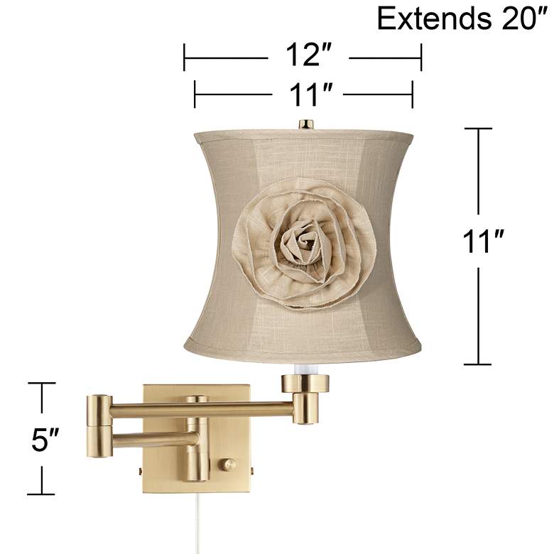 Image 4 Alta Warm Gold Plug-In Swing Arm Wall Lamp with Almond Flower Shade more views