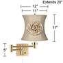 4_Alta Warm Gold Plug-In Swing Arm Wall Lamp with Almond Flower Shade more views