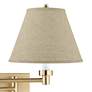 2_Alta Warm Gold Plug-In Swing Arm Wall Lamp with Burlap Empire Shade more views