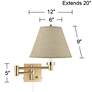 4_Alta Warm Gold Plug-In Swing Arm Wall Lamp with Burlap Empire Shade more views