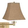 2_Alta Warm Gold Plug-In Swing Arm Wall Lamp with Burlap Square Shade more views