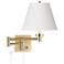 Alta Warm Gold Plug-In Swing Arm Wall Lamp with Off-White Shade