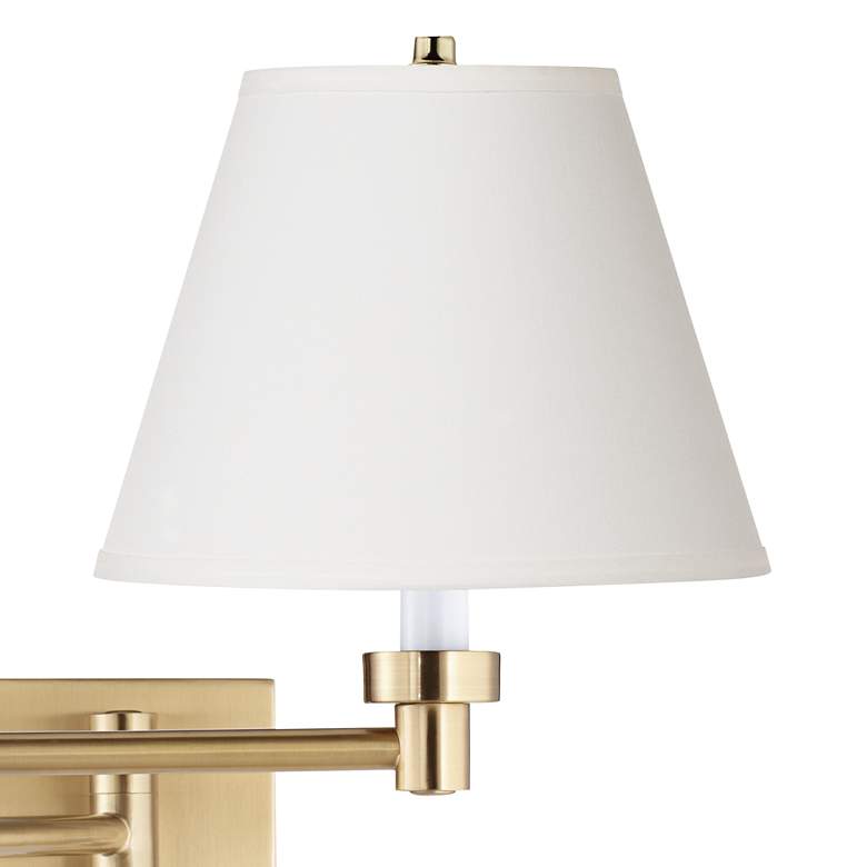 Image 2 Alta Warm Gold Plug-In Swing Arm Wall Lamp with Off-White Shade more views