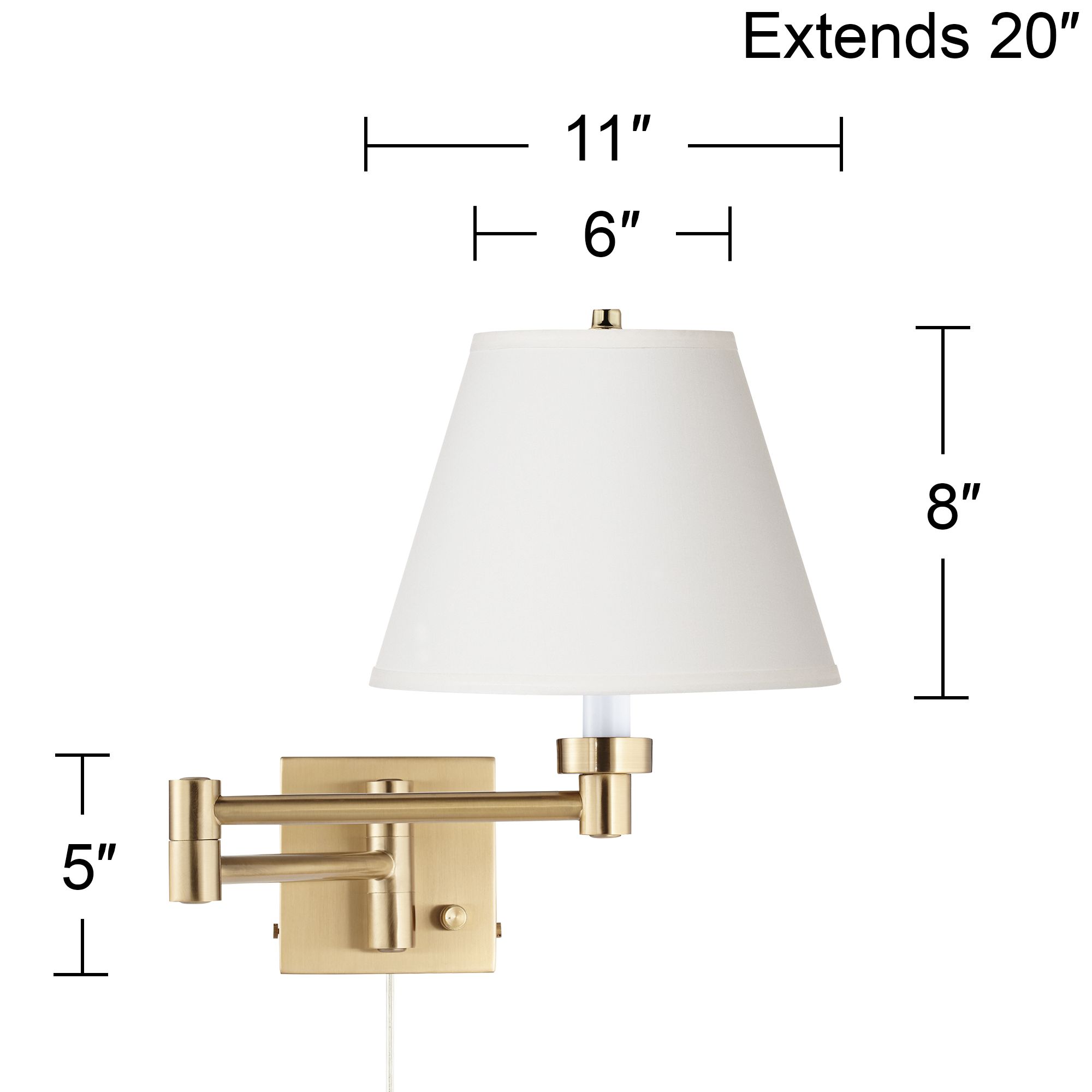 Image 4 Alta Warm Gold Plug-In Swing Arm Wall Lamp with Off-White Shade more views