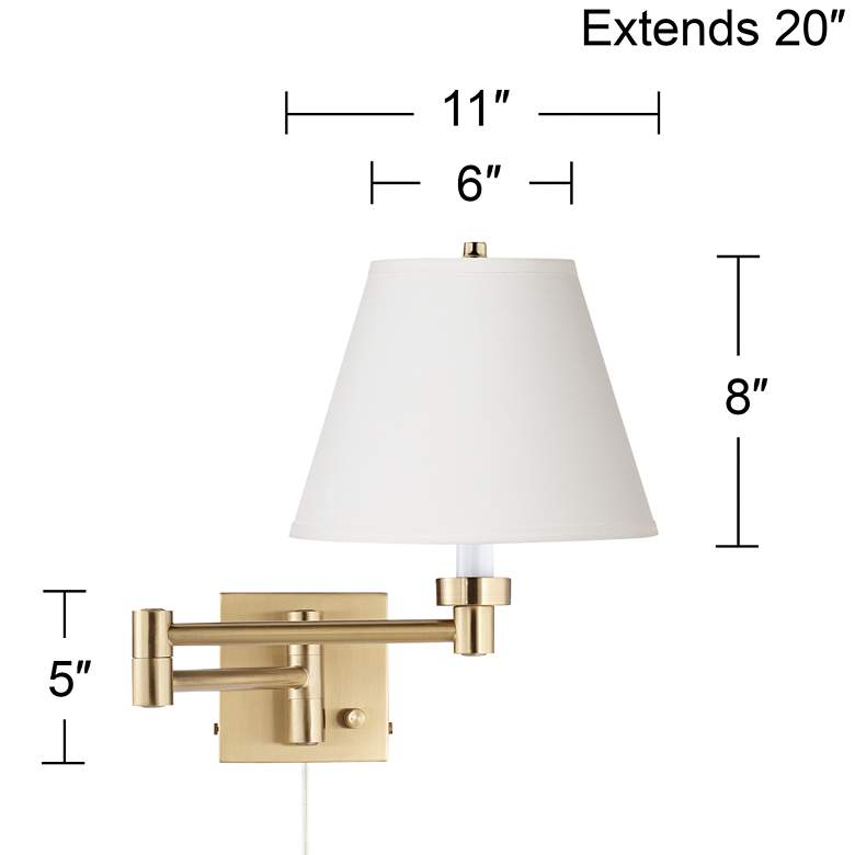 Image 4 Alta Warm Gold Plug-In Swing Arm Wall Lamp with Off-White Shade more views