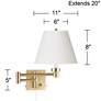 4_Alta Warm Gold Plug-In Swing Arm Wall Lamp with Off-White Shade more views