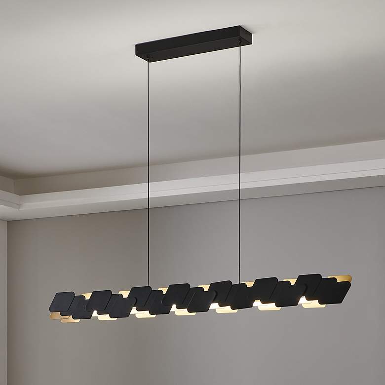 Image 1 Altagracia 53.15-inch Black and Gold 3CCT LED Pendant Light