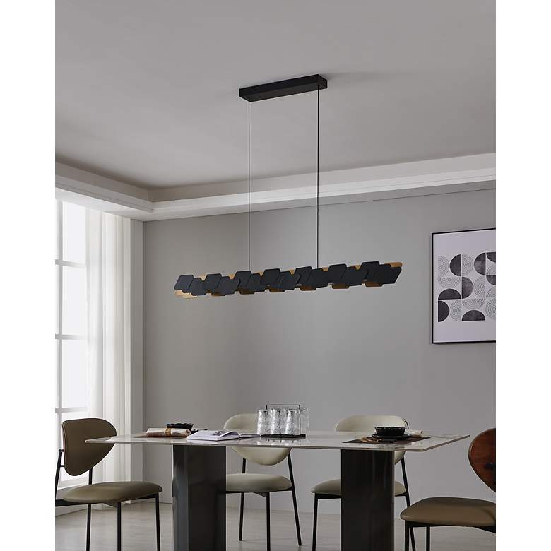 Image 5 Altagracia 53.15-inch Black and Gold 3CCT LED Pendant Light more views