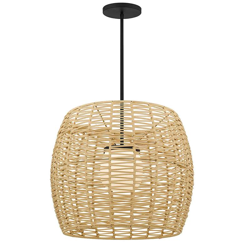 Image 1 Alteck Aruba 24" Sand Black/Rattan LED Pendant