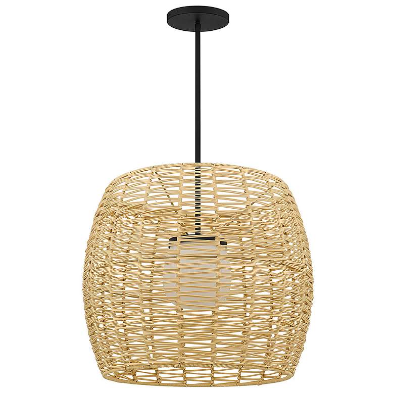 Image 2 Alteck Aruba 24" Sand Black/Rattan LED Pendant more views