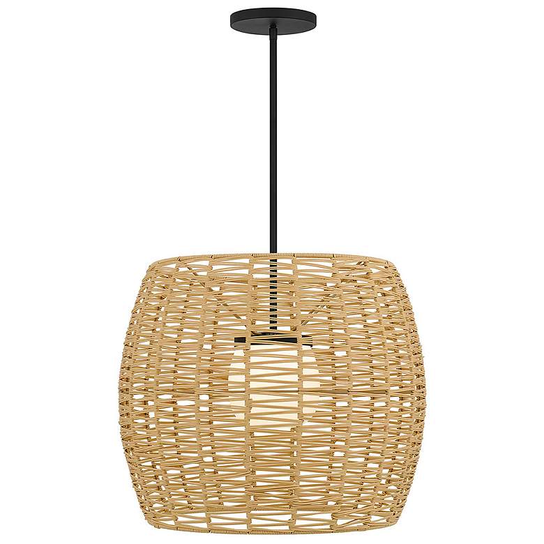 Image 3 Alteck Aruba 24" Sand Black/Rattan LED Pendant more views