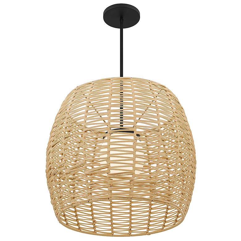 Image 4 Alteck Aruba 24" Sand Black/Rattan LED Pendant more views