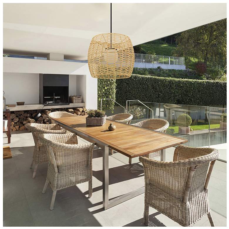 Image 6 Alteck Aruba 24" Sand Black/Rattan LED Pendant more views