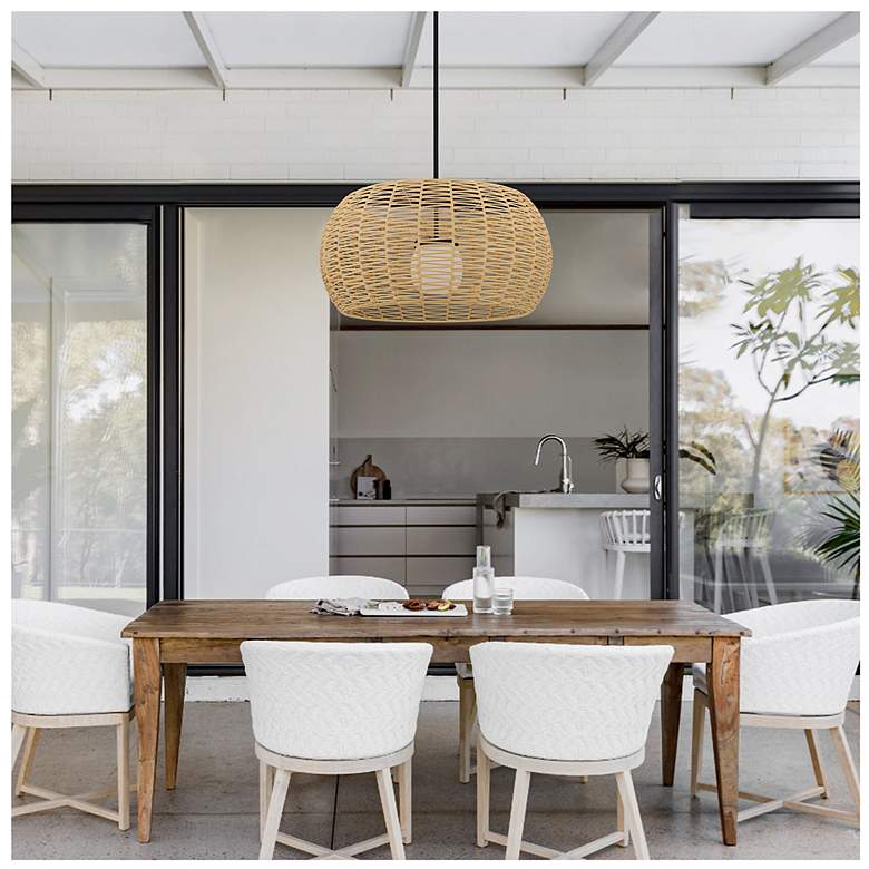 Image 5 Alteck Aruba 32" Sand Black/Rattan LED Pendant more views
