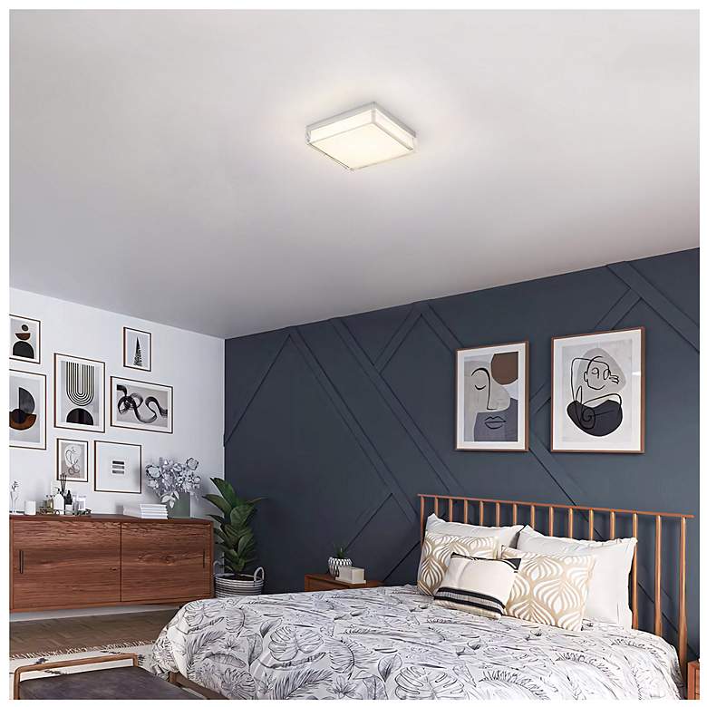 Image 7 Alteck Box 11" Wide Brushed Stainless Steel LED Flush Mount more views