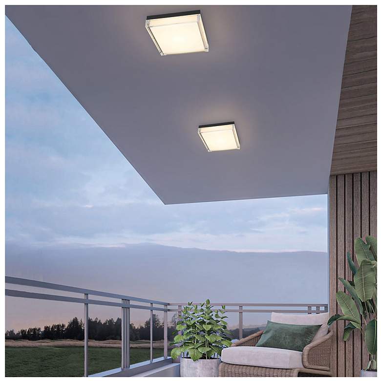 Image 6 Alteck Box 11" Wide Sand Black LED Flush Mount more views