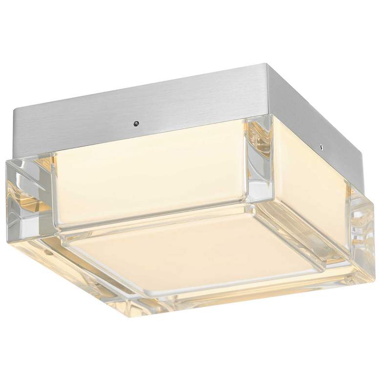 Image 1 Alteck Box 5" Wide Brushed Stainless Steel LED Flush Mount