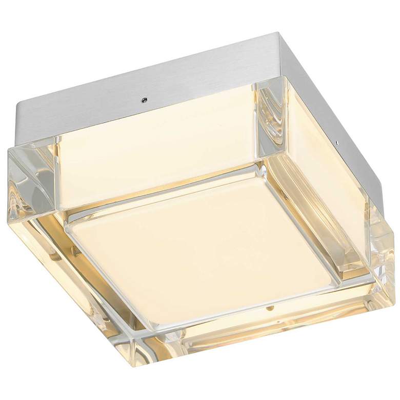 Image 2 Alteck Box 5" Wide Brushed Stainless Steel LED Flush Mount more views
