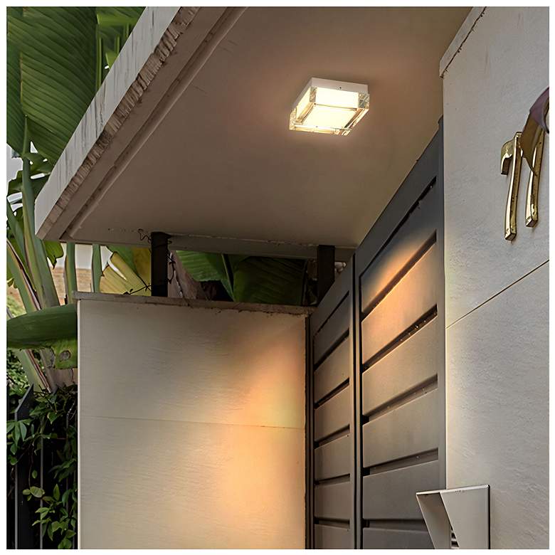 Image 6 Alteck Box 5" Wide Brushed Stainless Steel LED Flush Mount more views