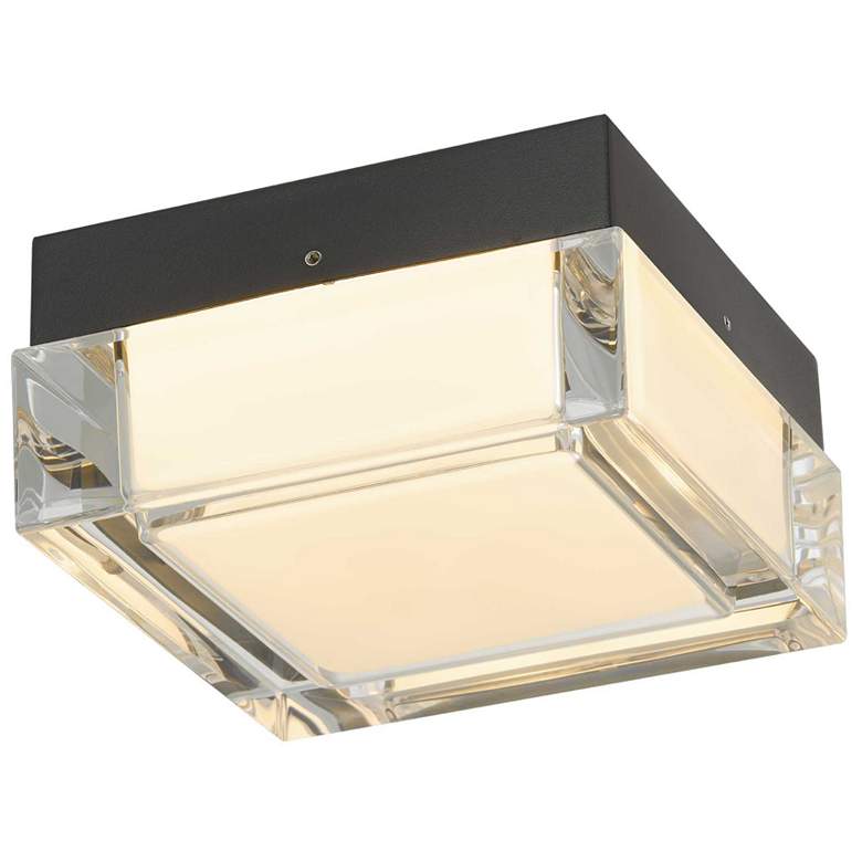 Image 1 Alteck Box 5" Wide Sand Black LED Flush Mount