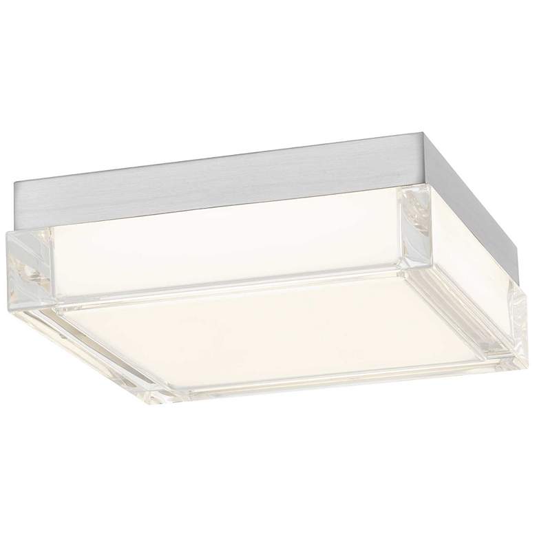 Image 1 Alteck Box 8" Wide Brushed Stainless Steel LED Flush Mount