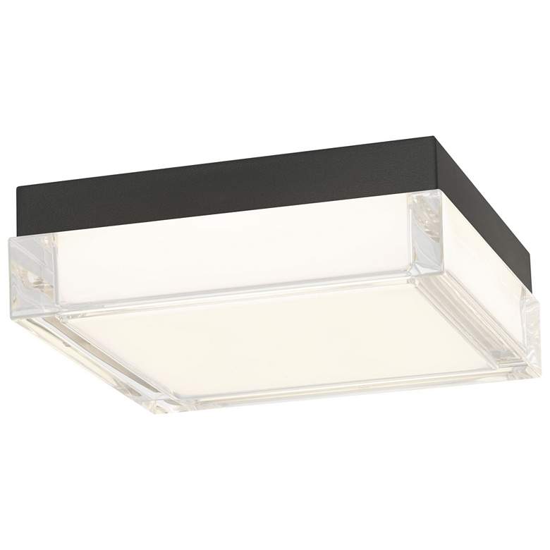 Image 1 Alteck Box 8" Wide Sand Black LED Flush Mount