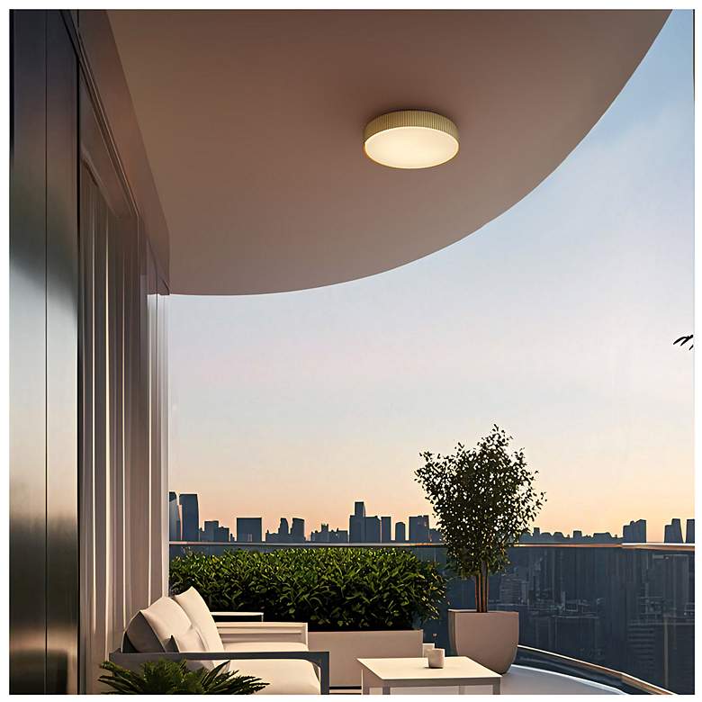 Image 6 Alteck Channel 13" Painted Brass LED Flush Mount more views