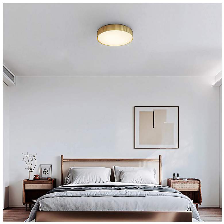 Image 7 Alteck Channel 13" Painted Brass LED Flush Mount more views
