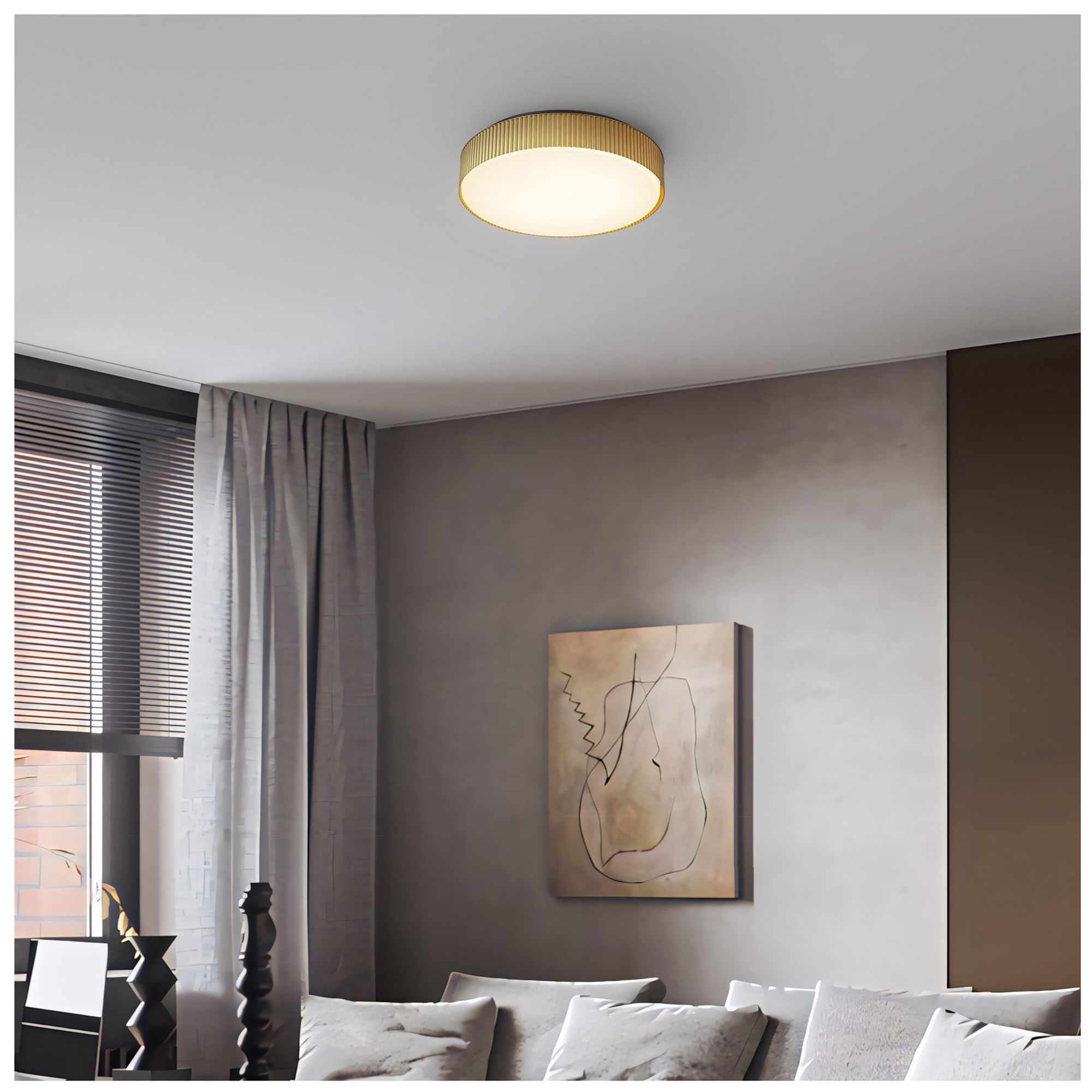 Alteck Channel 13" Painted Brass LED Flush Mount