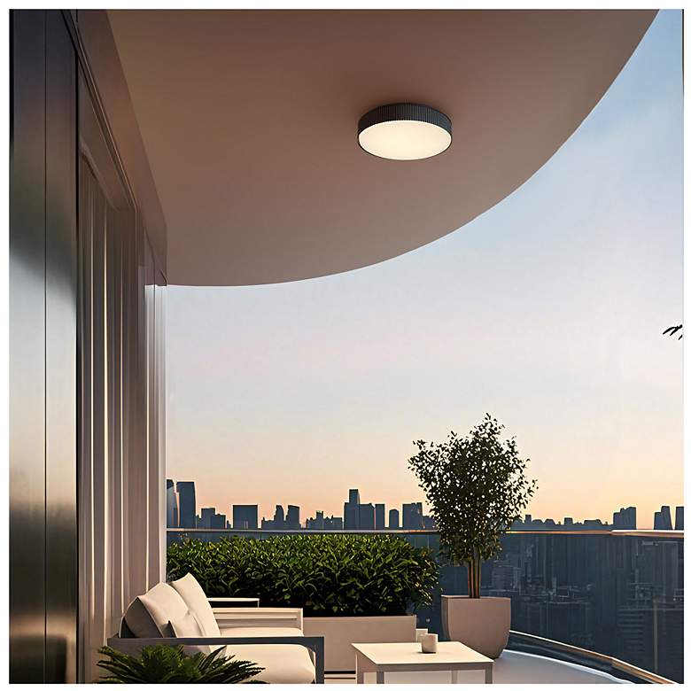 Image 6 Alteck Channel 13" Sand Black LED Flush Mount more views