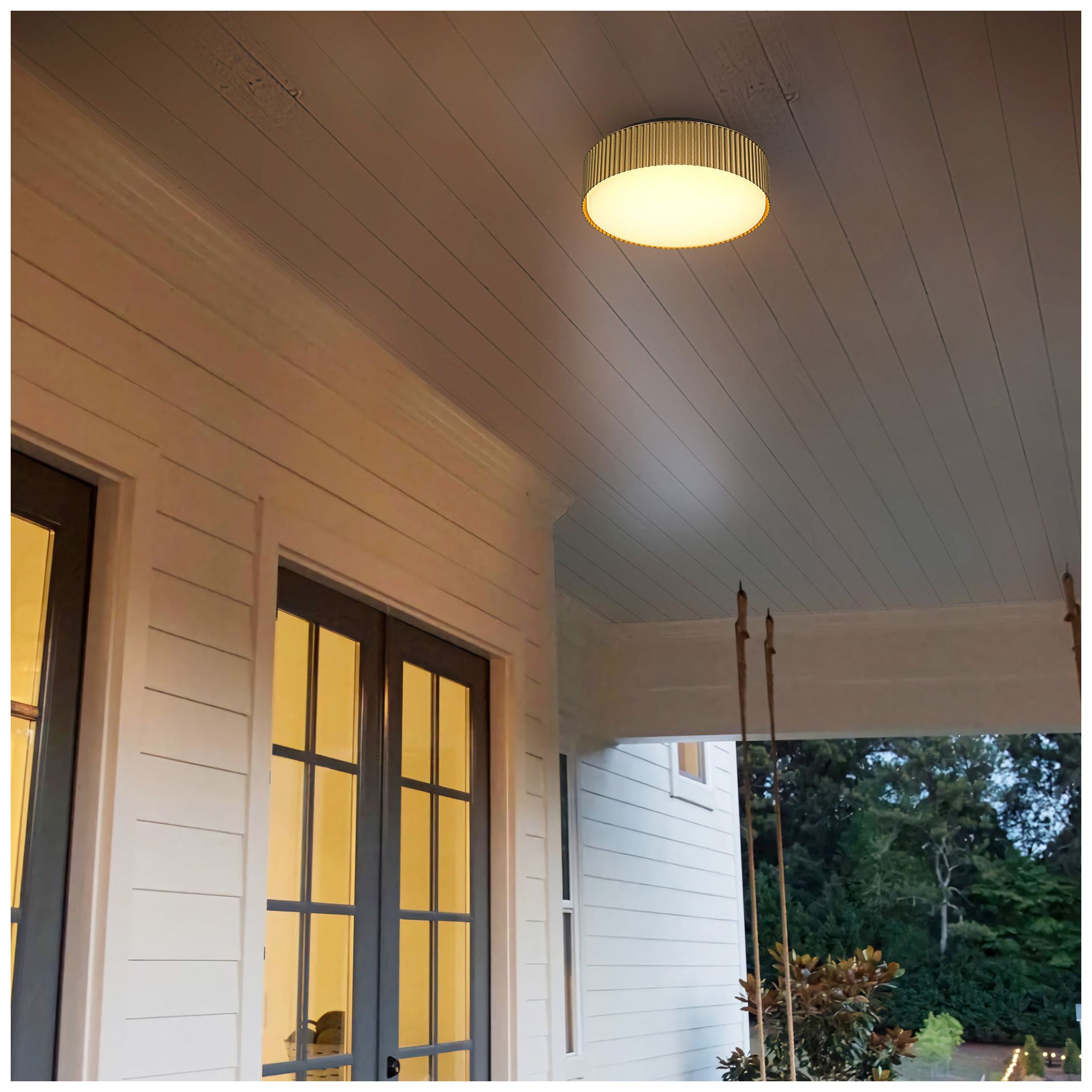 Alteck Channel 9" Painted Brass LED Flush Mount