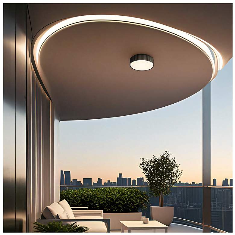 Image 7 Alteck Channel 9" Sand Black LED Flush Mount more views