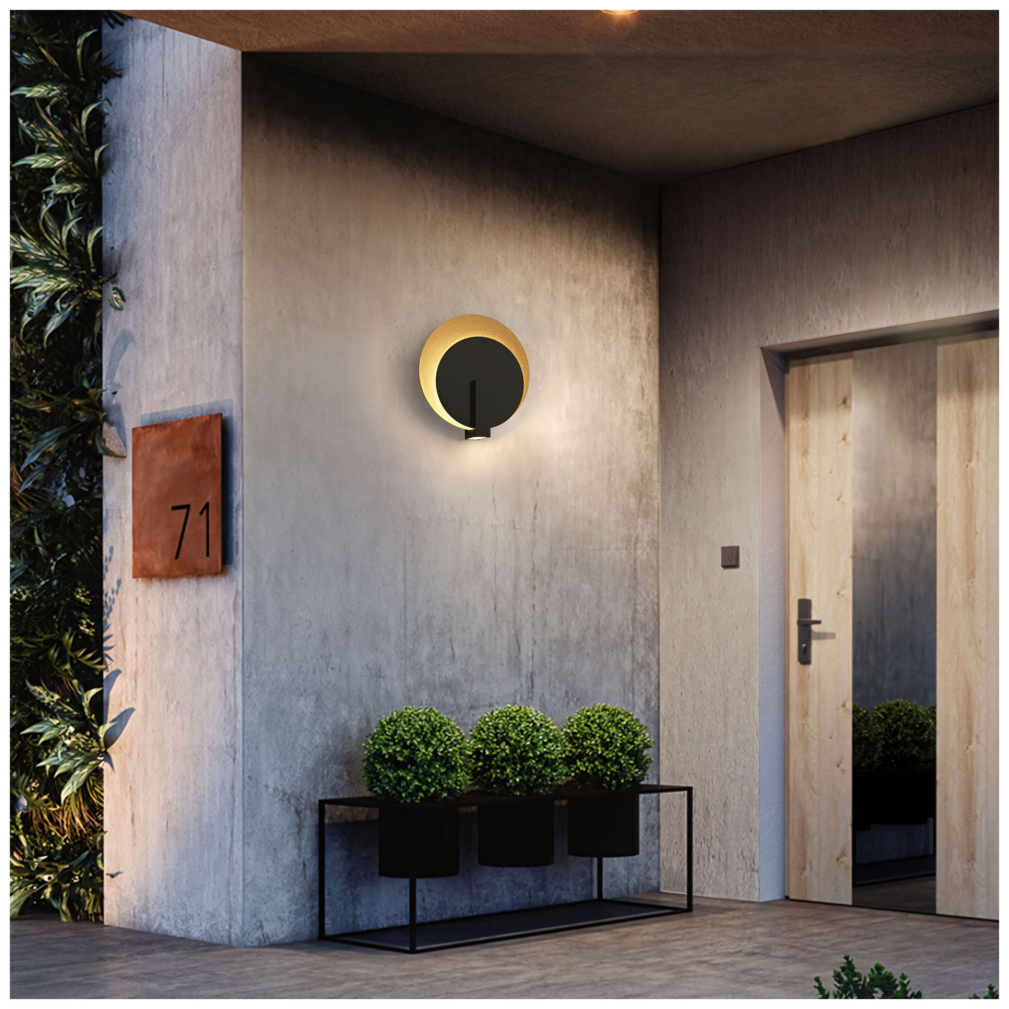 Alteck Eclispe 12 3/4" High Sand Black LED Wall Sconce