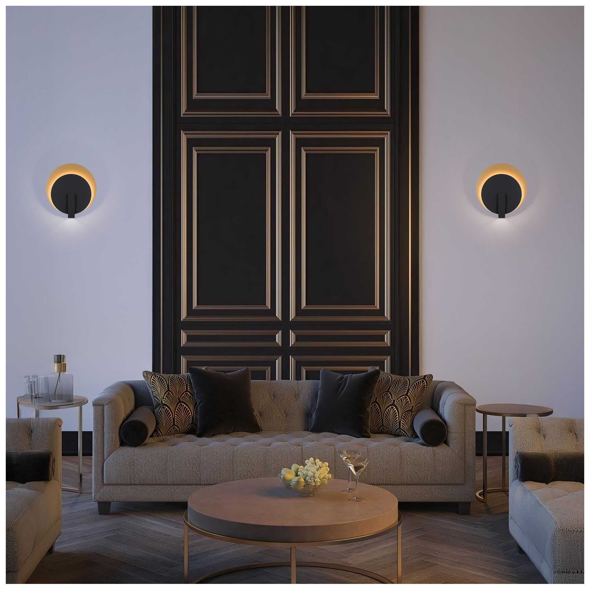 Alteck Eclispe 12 3/4" High Sand Black LED Wall Sconce