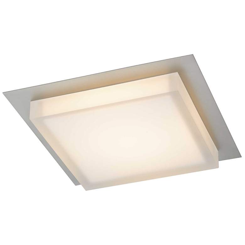 Image 1 Alteck Foursquare 14" Wide Brushed Stainless Steel LED Flush Mount