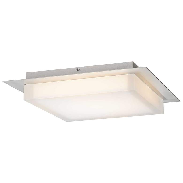 Image 3 Alteck Foursquare 14" Wide Brushed Stainless Steel LED Flush Mount more views