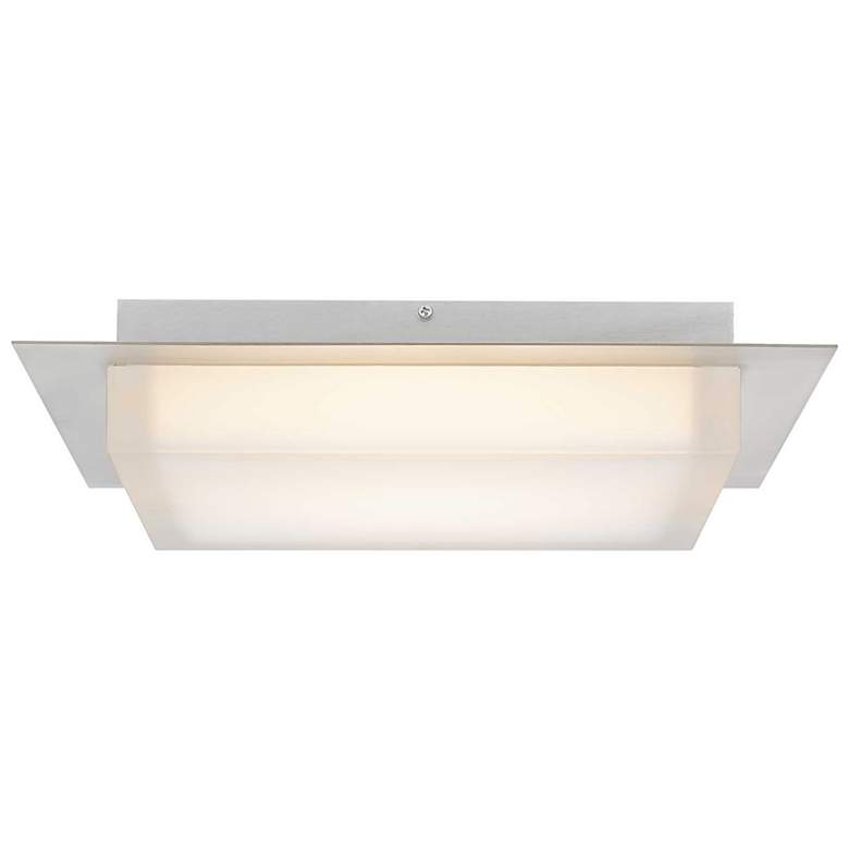 Image 4 Alteck Foursquare 14" Wide Brushed Stainless Steel LED Flush Mount more views
