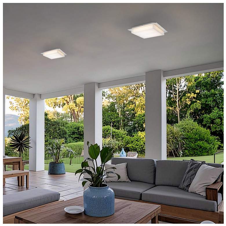 Image 6 Alteck Foursquare 14" Wide Brushed Stainless Steel LED Flush Mount more views