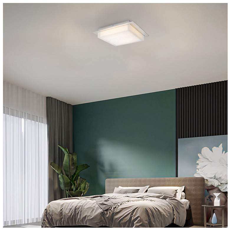 Image 7 Alteck Foursquare 14" Wide Brushed Stainless Steel LED Flush Mount more views