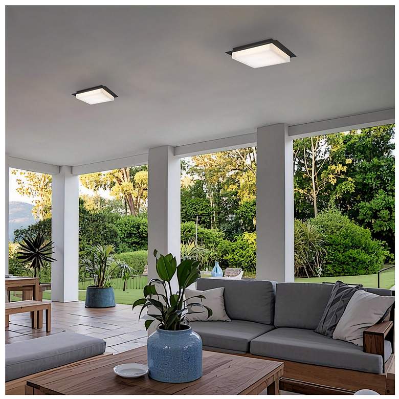 Image 7 Alteck Foursquare 14" Wide Sand Black LED Flush Mount more views