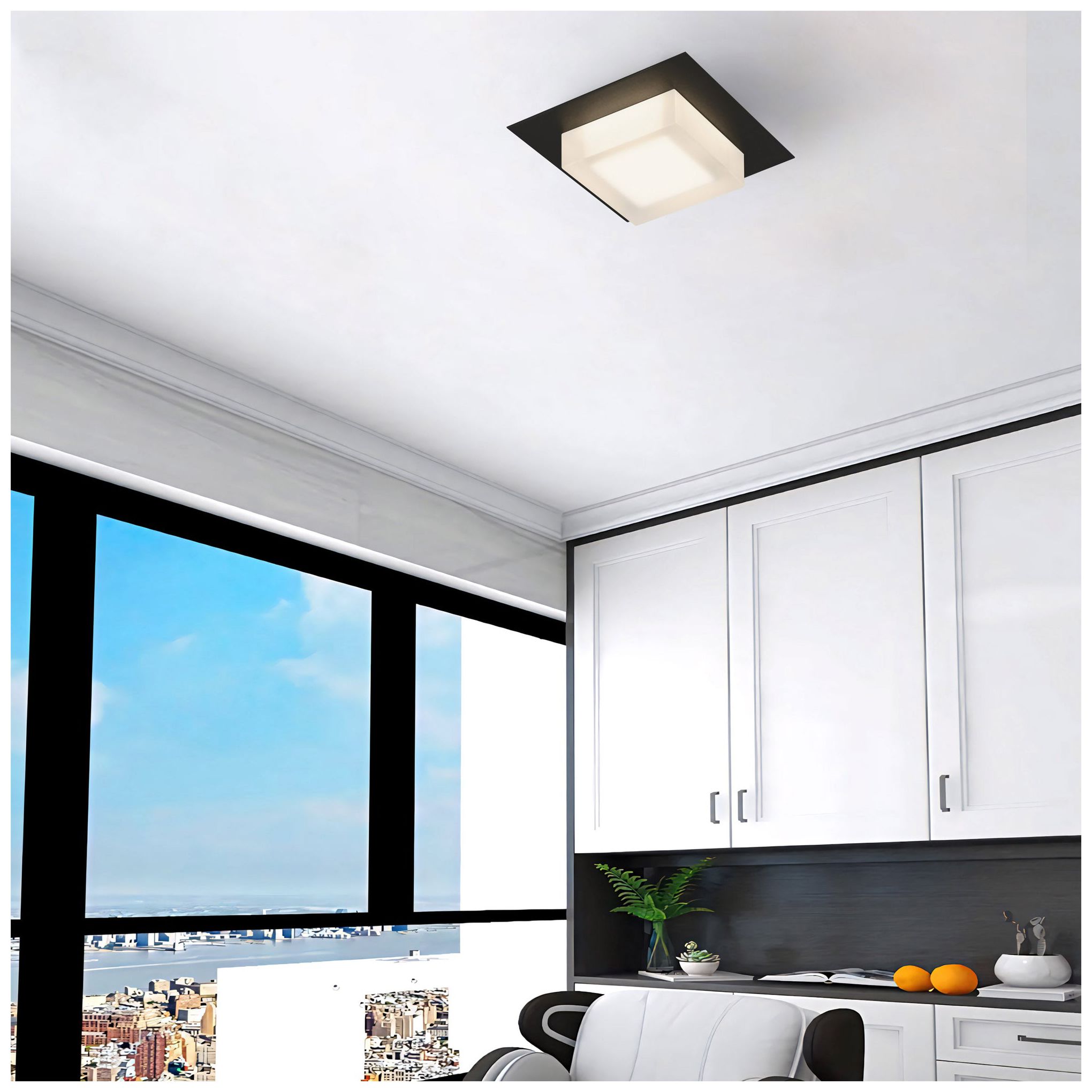 Image 7 Alteck Foursquare 8" Wide Sand Black LED Flush Mount more views